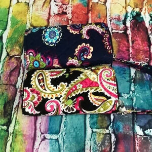 Two wristlet wallets quilted